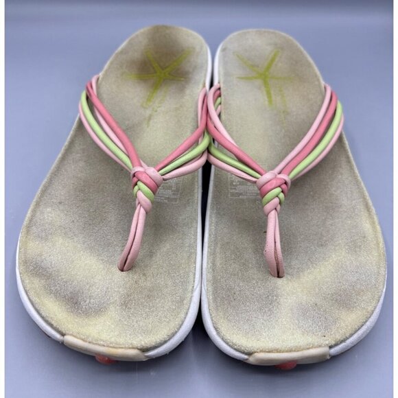 Merrell Kai Womens Suede Sandals Pink Green Straps Starfish Pattern Sole Sz 10 - Picture 2 of 7